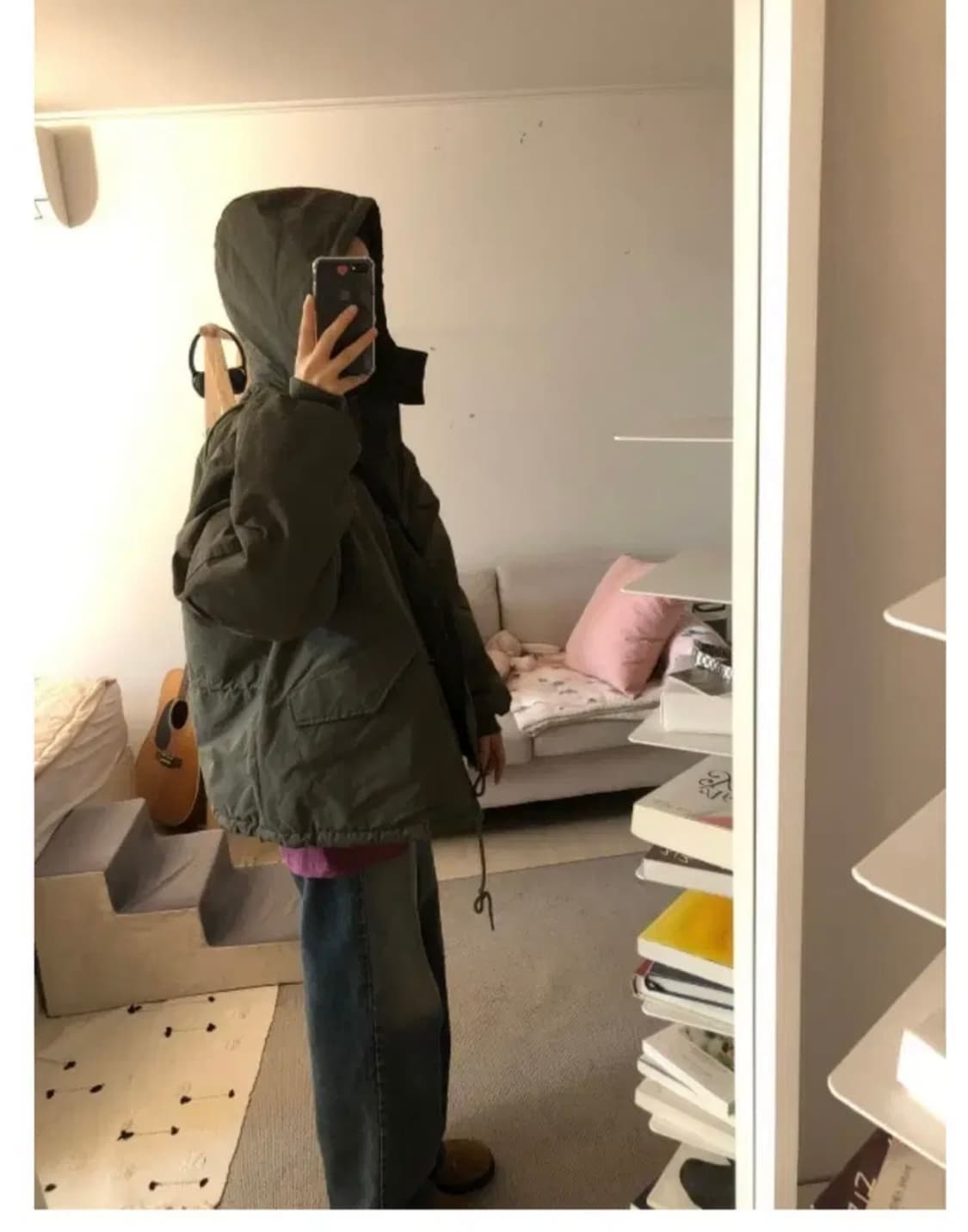 키이라 카키 리버시블 야상 패딩 상품이미지1