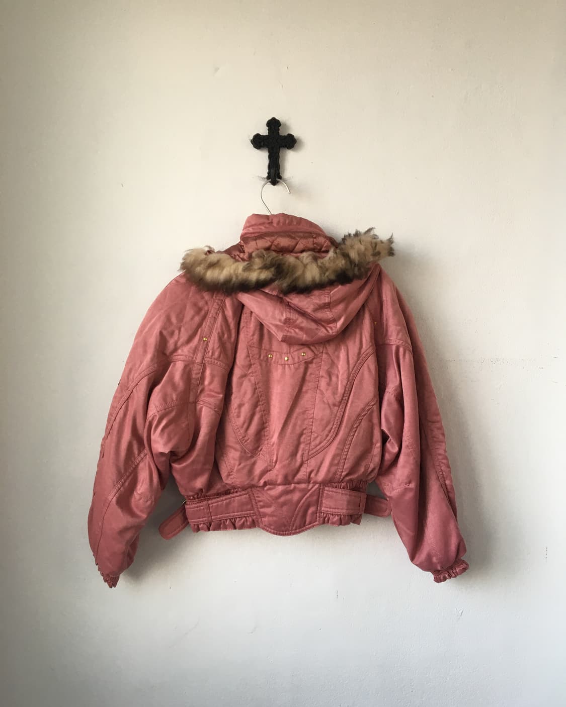 Fake fur hood high neck jacket 상품이미지4