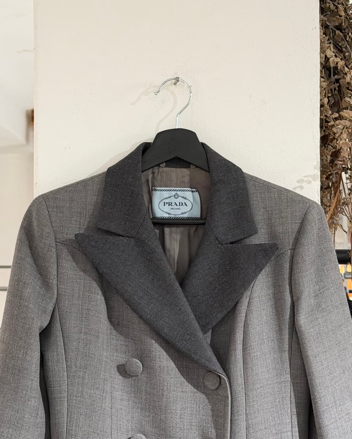 프라다 그레이 더블 브레스트 울 코트 상품이미지4