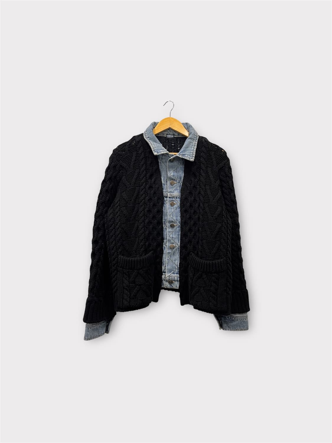 더일마 블랙 꽈배기 니트 데님 자켓 여성 F 상품이미지1