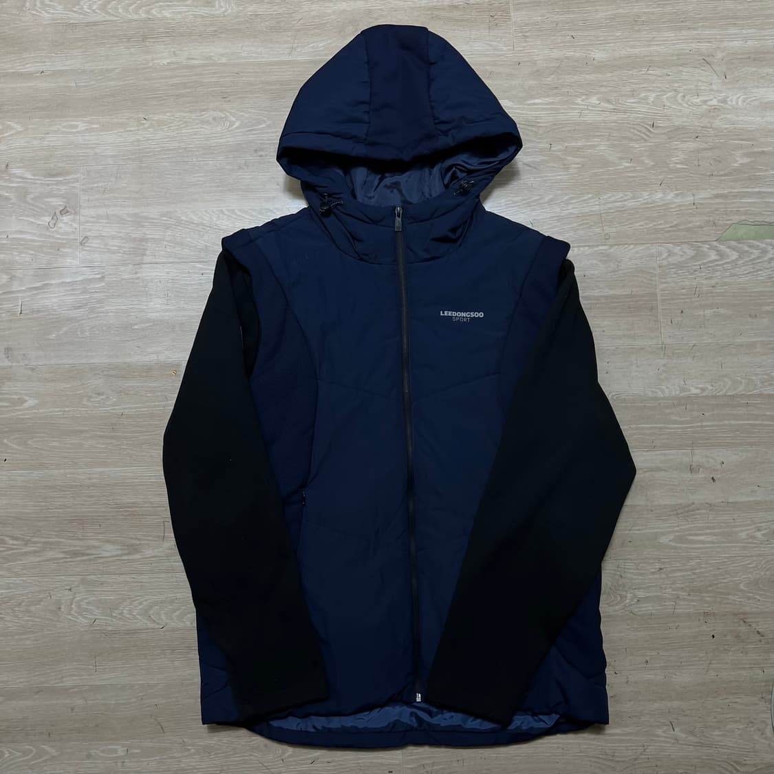 이동수 골프 스포츠 니트 레이어드 후드 경량패딩 [네이비] 2XL/110 상품이미지1