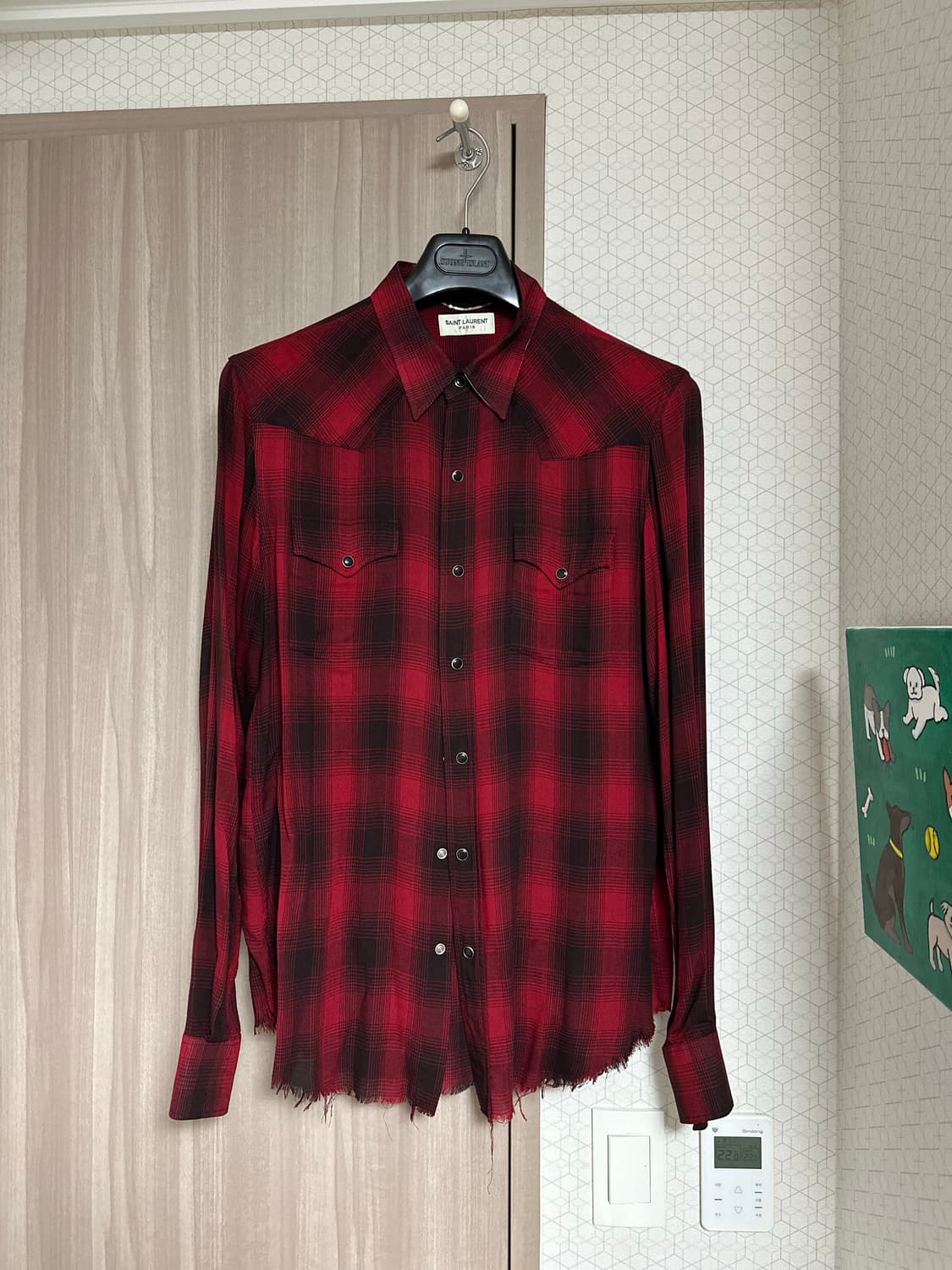 생로랑 밑단디스 체크셔츠 L 상품이미지1