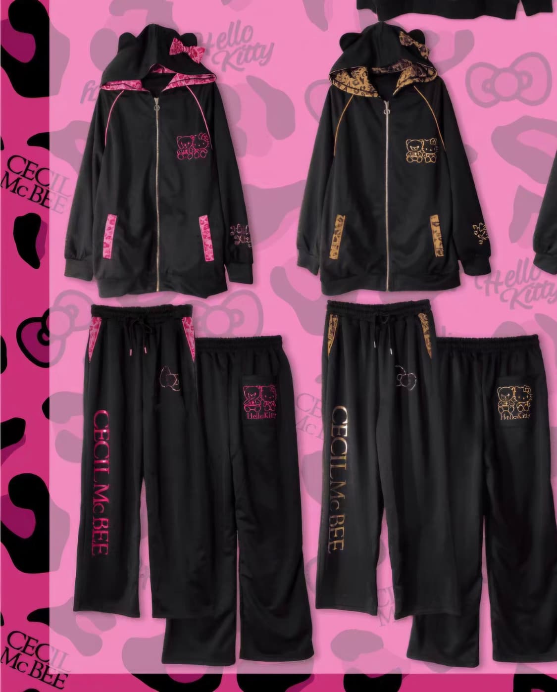 새상품) 세실맥비 헬로키티 50주년 핑크 호피 콜라보 돈키호테 져지 세트 상품이미지1