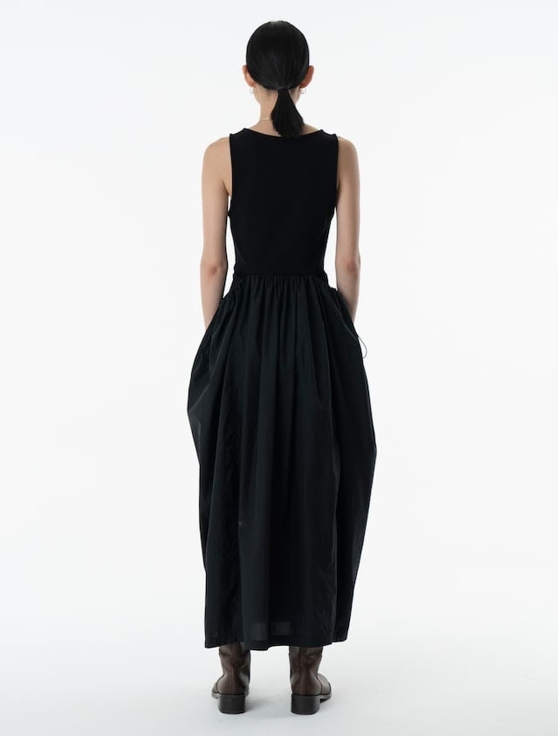 아모멘토 시어 저지 롱원피스 블랙 상품이미지3