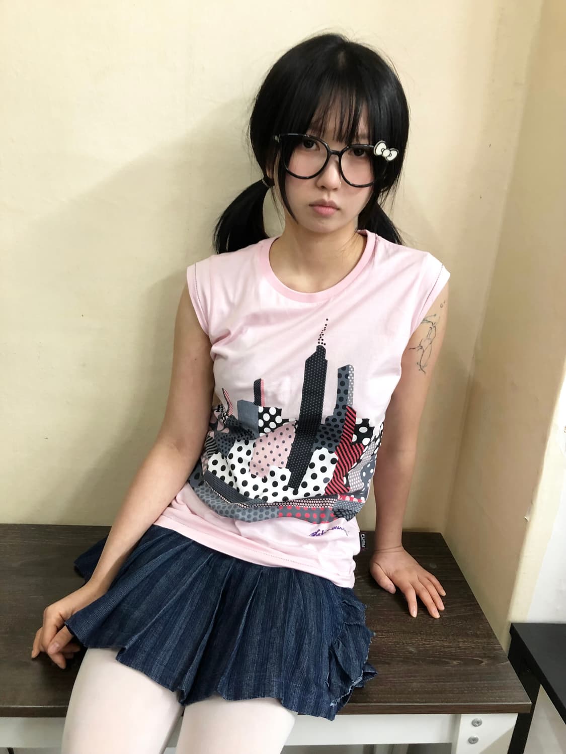 S FUBU 후부 도트 프린팅 티셔츠 상품이미지1