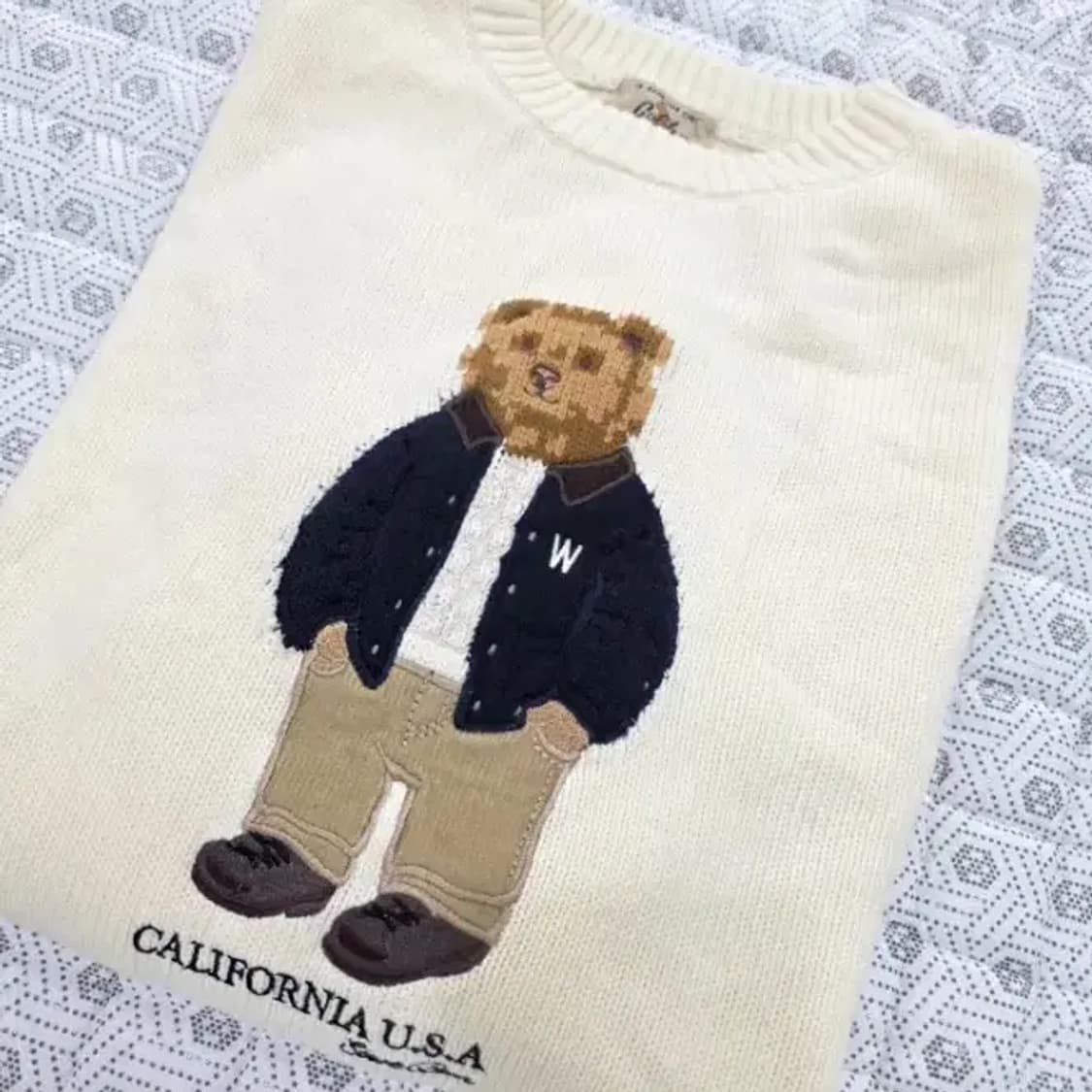 골든베어 곰돌이 오버핏 니트 아이보리 95 상품이미지1