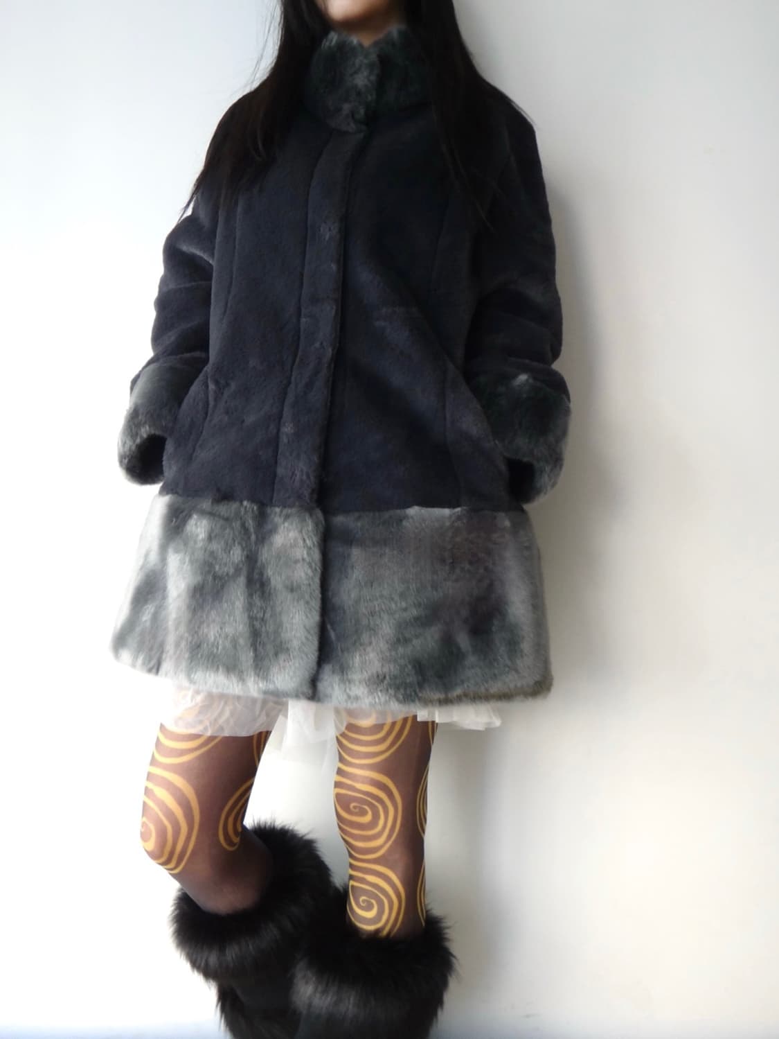 Formal double texture fur coat / grey 상품이미지7