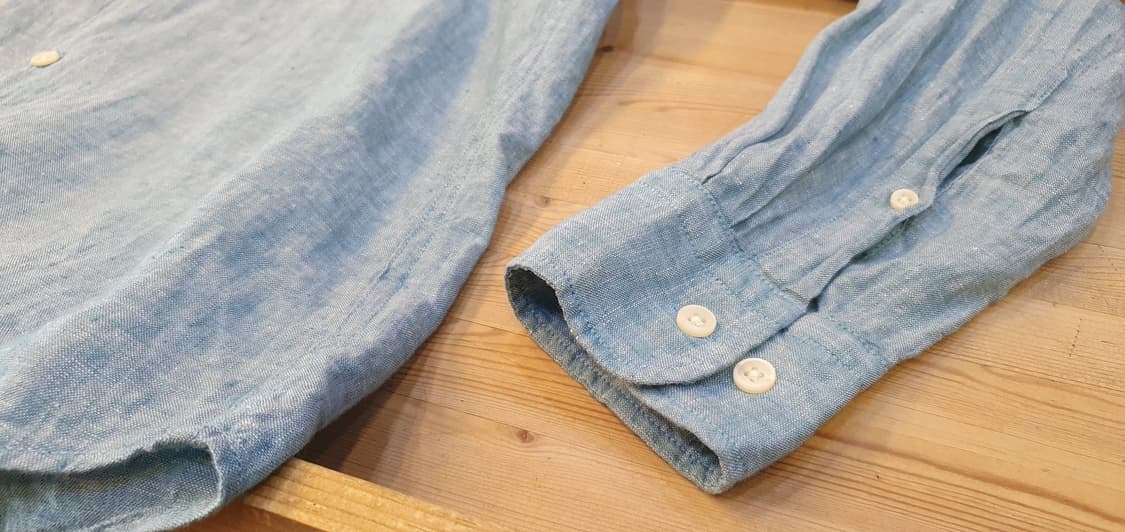 66.Uniqlo 린넨 브이넥셔츠(블루)  상품이미지4