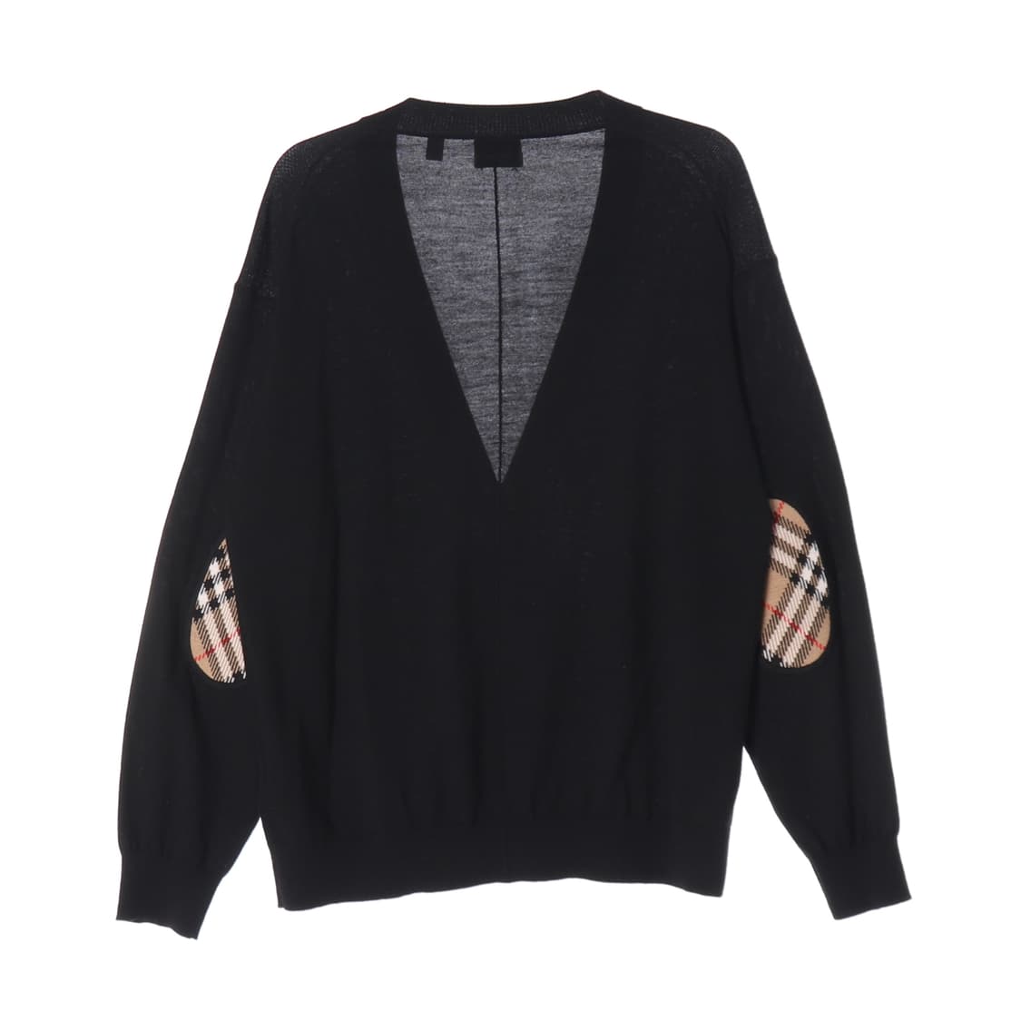 버버리 도녹 빈티지 체크 엘보우 패치 울 가디건 블랙 상품이미지2