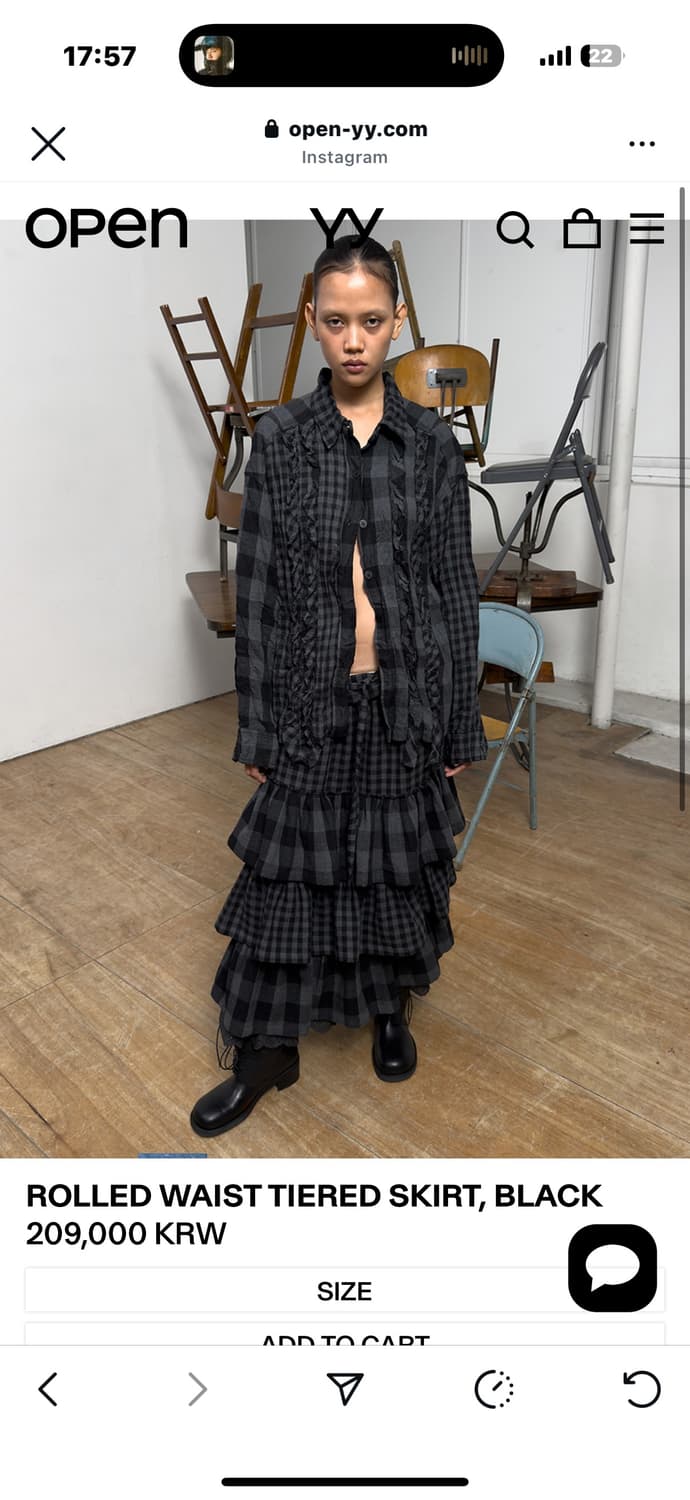 open yy rolled waist tiered skirt 오픈와이와이 상품이미지3