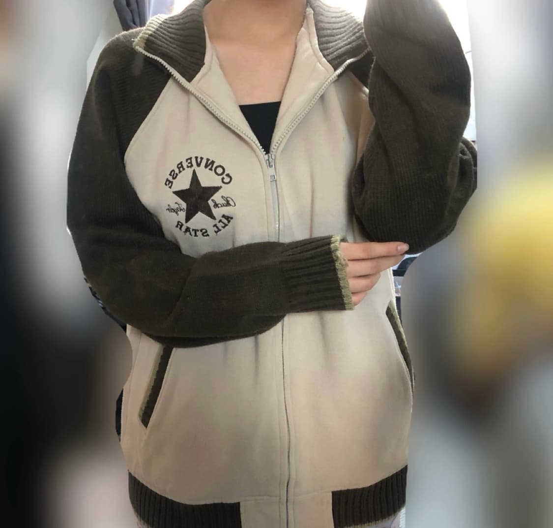 빈티지 컨버스 브라운 카키 니트 집업 상품이미지2