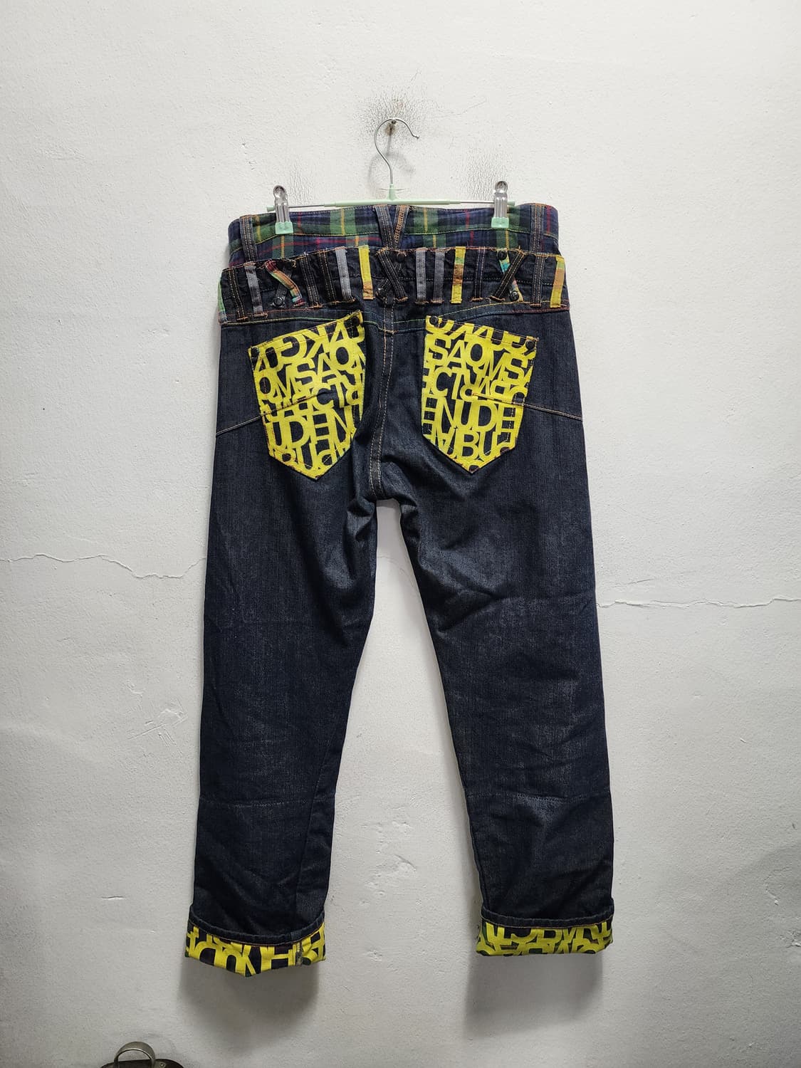 JPN 더블 웨이스트 레터링 데님팬츠 상품이미지1