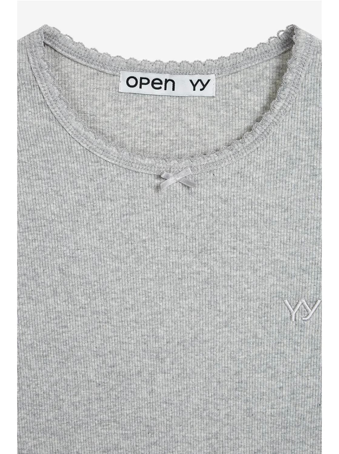 오픈와이와이 PICOT TRIM FITTED TOP  BLACK 상품이미지5