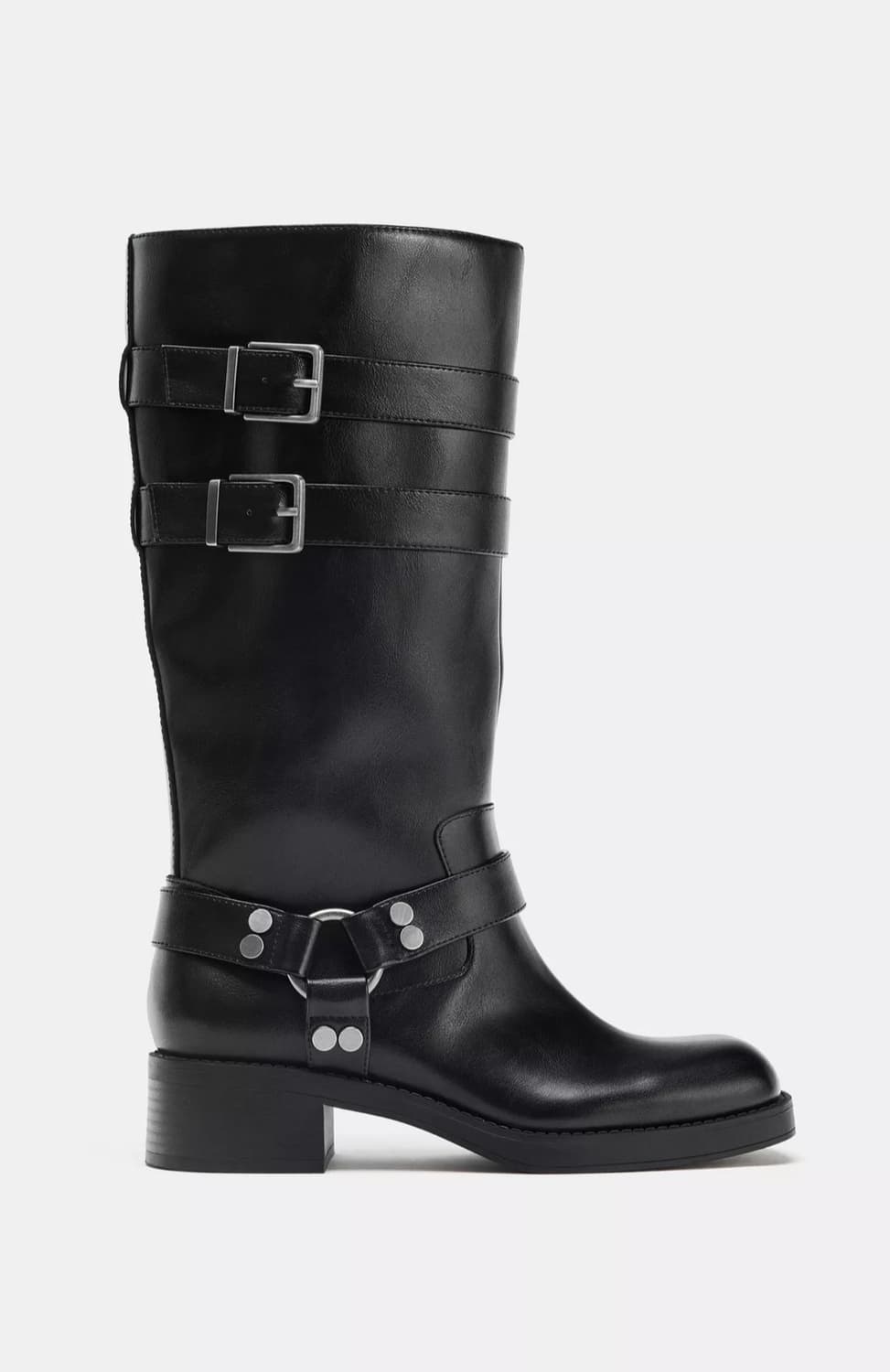 ZARA 자라 버클 디테일 블랙 롱 부츠 워커 상품이미지1