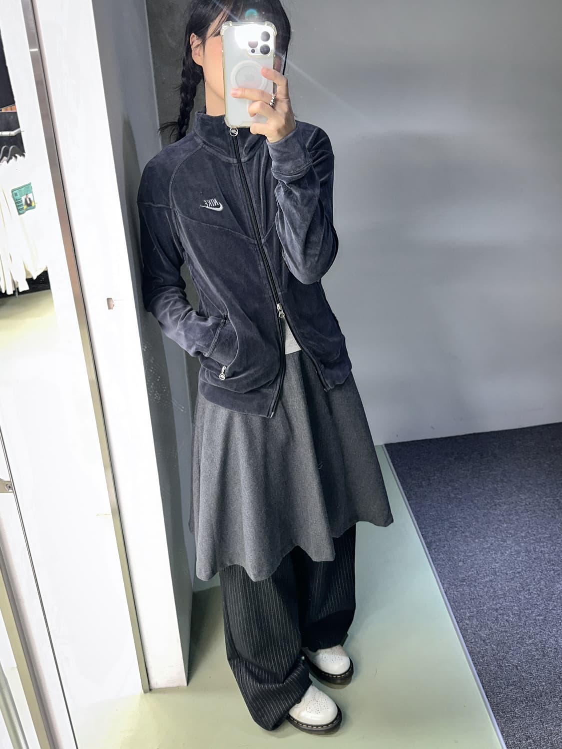 gray wool flare skirt 상품이미지2