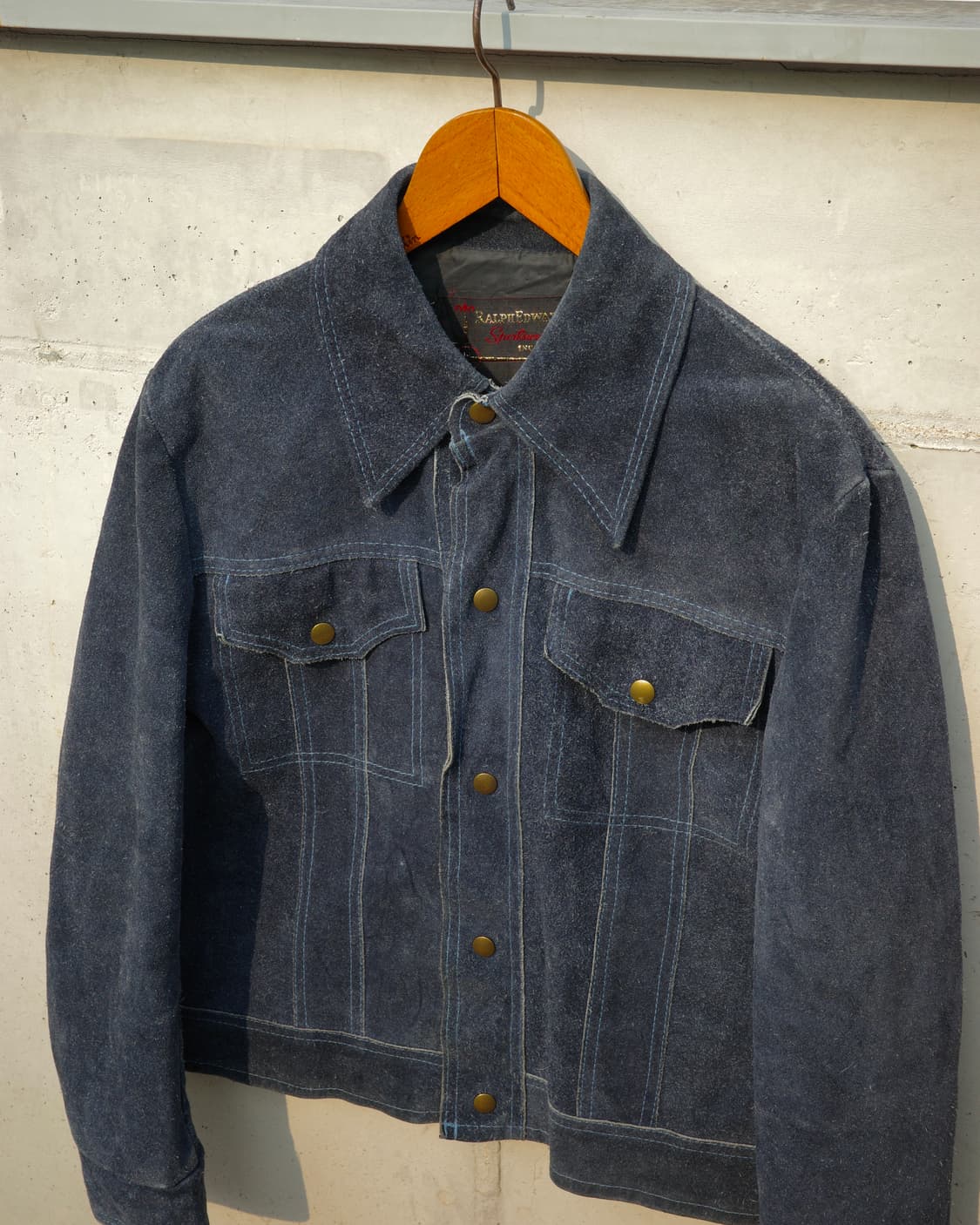 70s Ralph Edwards 슬럽 네이비 스웨이드 자켓 상품이미지2