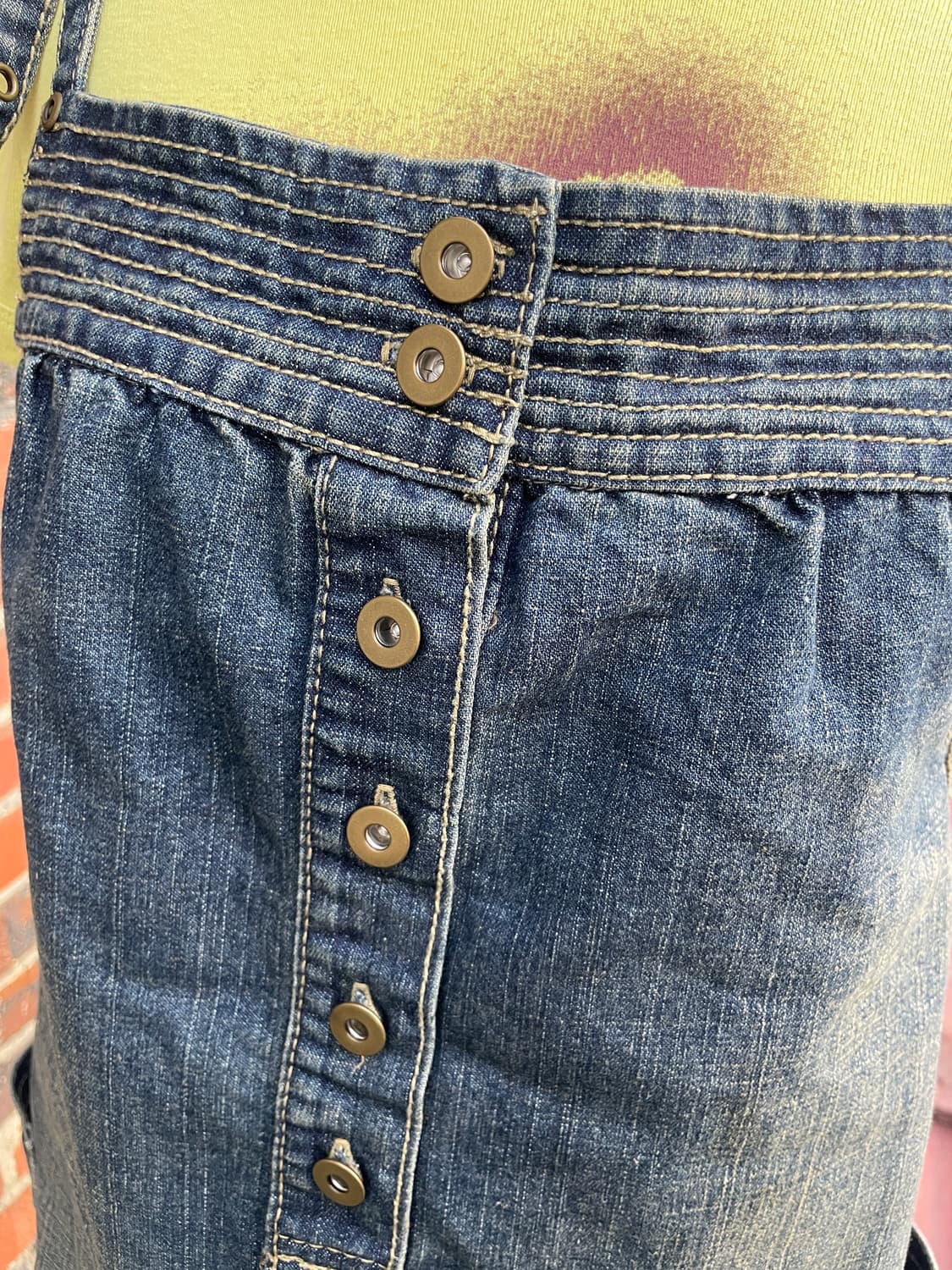 빈티지 워싱 청 멜빵 원피스 상품이미지3