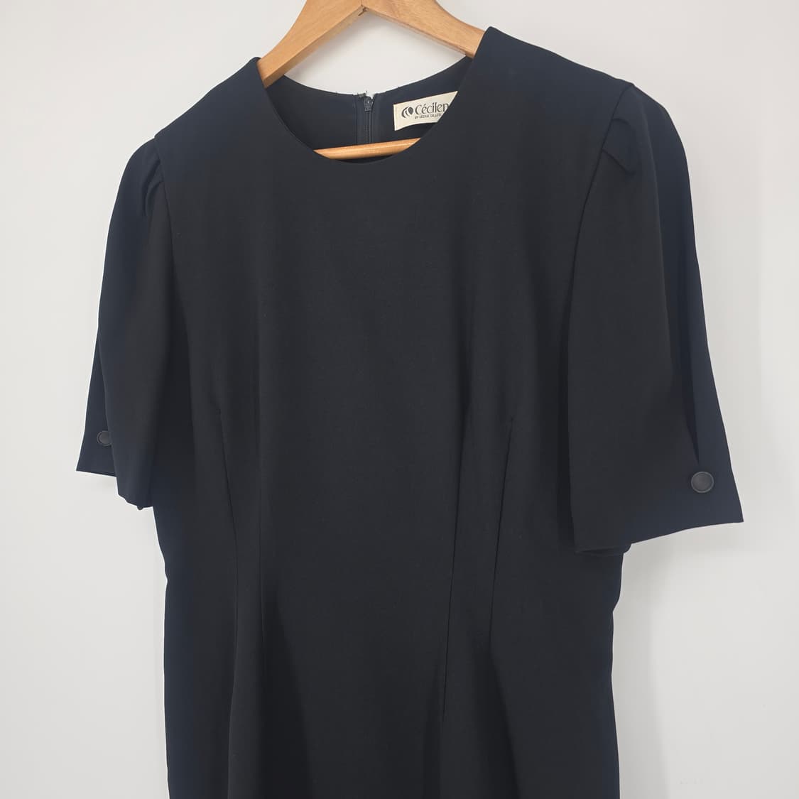 CECILENE 일본빈티지 블랙 반팔 하객록 원피스 상품이미지3