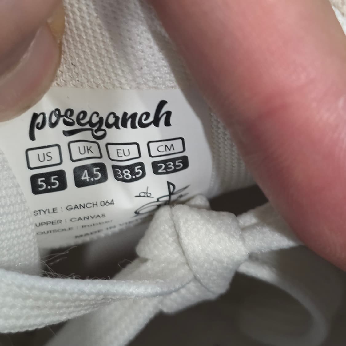 8q-29:Poseganch 포즈갠치 캔버스 스니커즈 베이지 (235) 상품이미지9