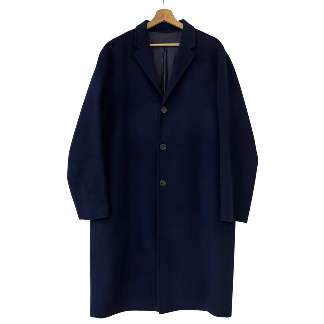 마마가리 울 캐시미어 세미 오버 코트 네이비 상품이미지1