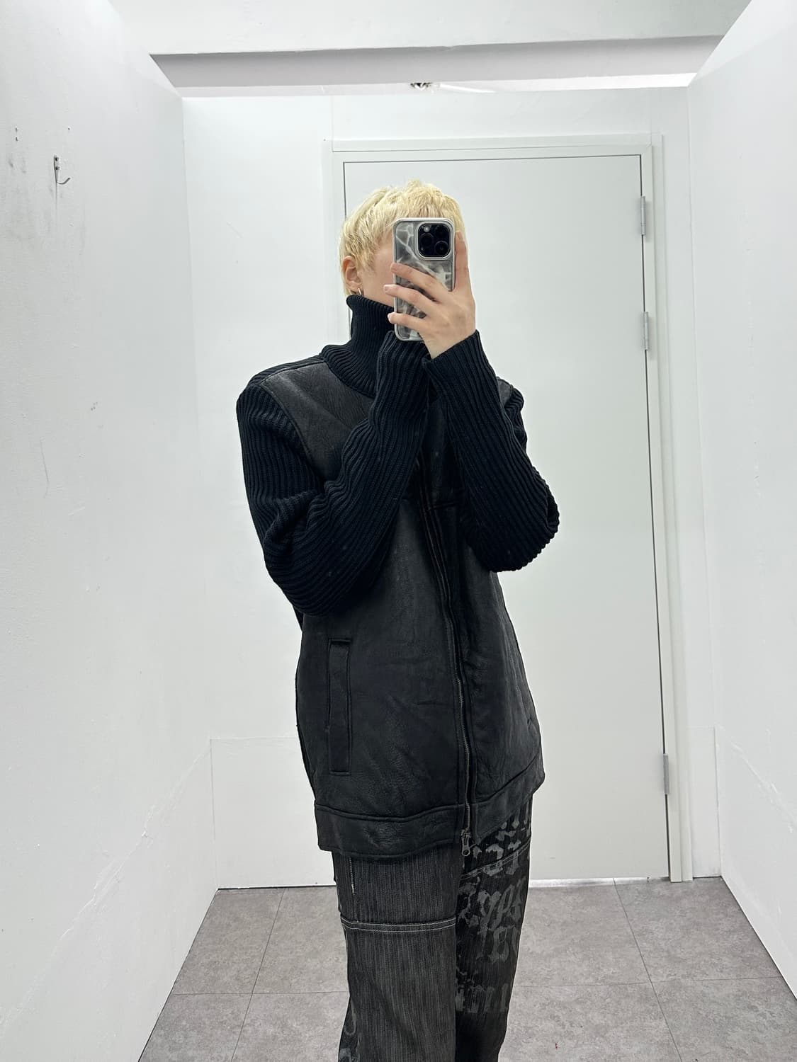 ZARA MAN genuine leather fur knit zip up 상품이미지7