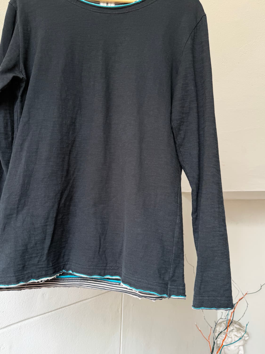 y2k 레이어드 스트라이프 포인트 티셔츠 상품이미지3