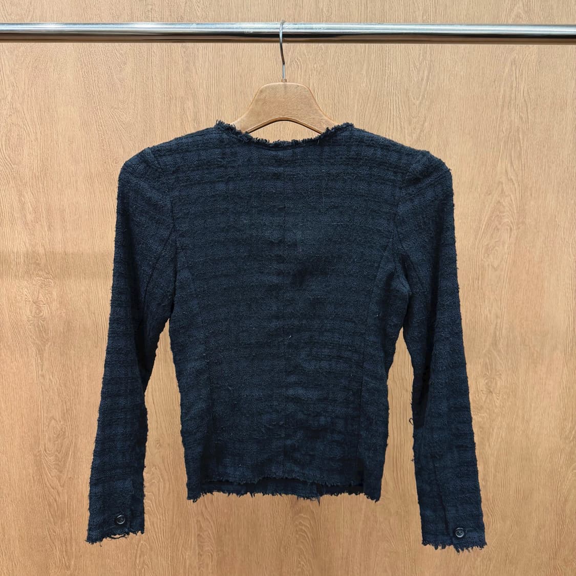 이자벨마랑 에뚜왈 트위드 자켓 더블 버튼 프린지 디테일 슬림핏 블랙 상품이미지2