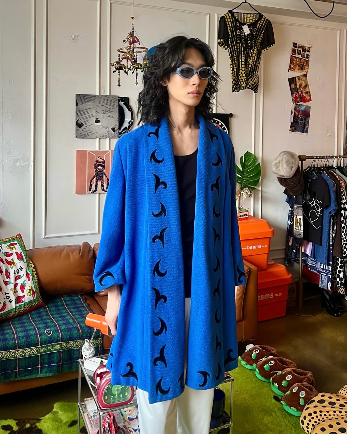 G.K 伊太利喜 Tribal Pattern Trim Wool Coat 상품이미지2