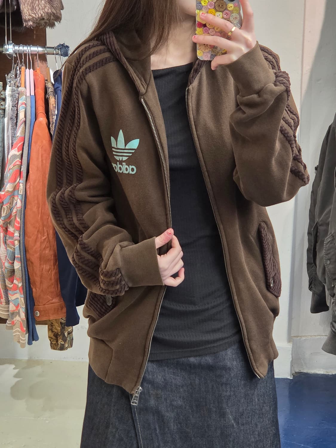 Adidas 아디다스 브라운 민트 트레포일 후드집업 상품이미지4