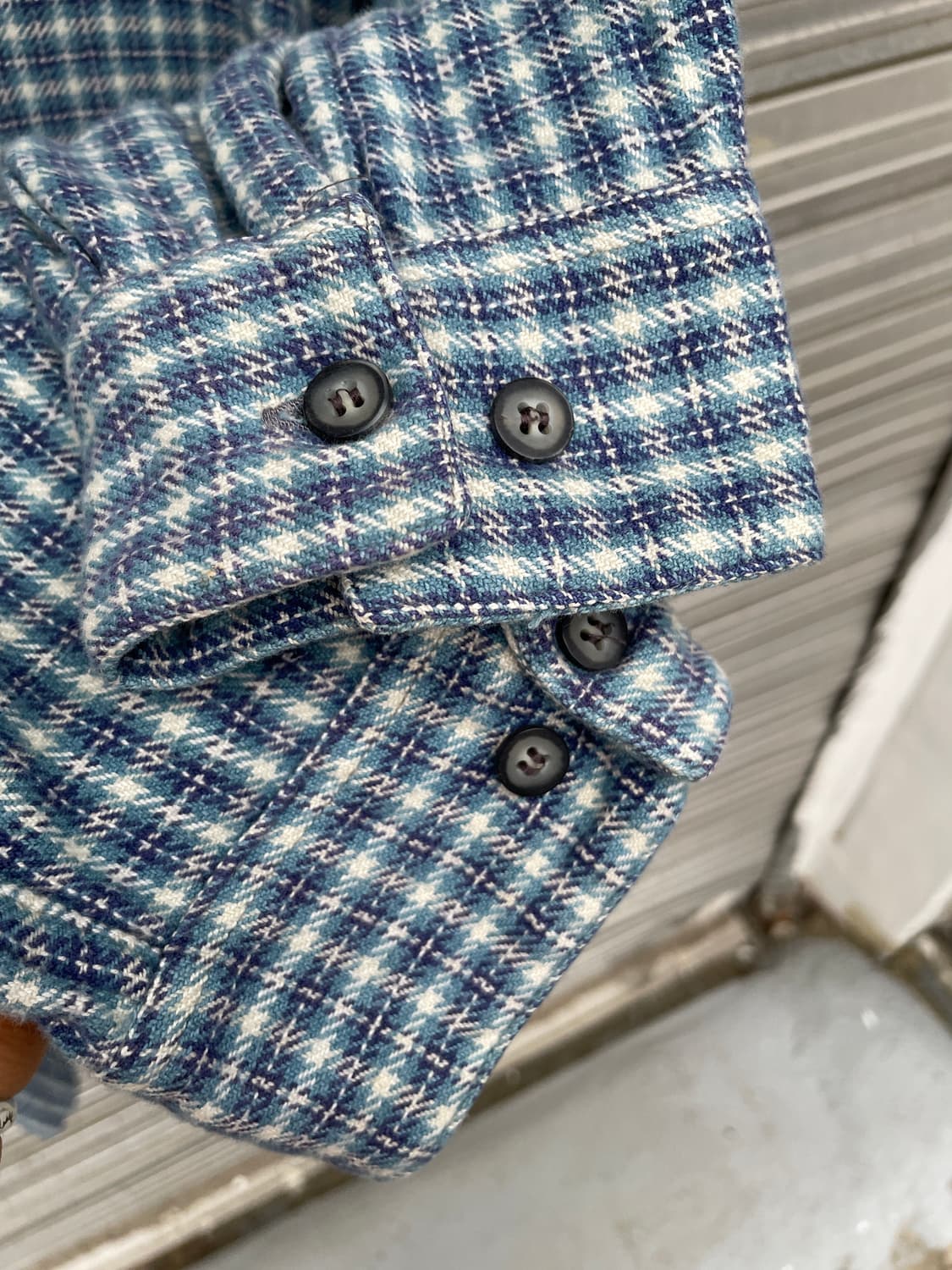 90-00s Bit*h Sky Blue Flannel Zip-up 상품이미지8