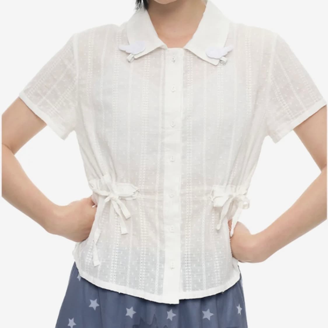 유쓰배쓰x올리와 윙 핀 타이 웨이스트 셔츠 상품이미지1