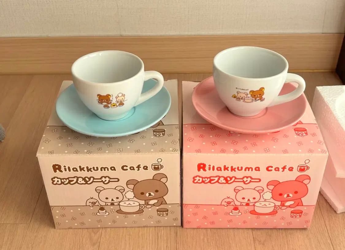 산엑스 리락쿠마 카페 머그컵 커피 찻잔 코리락쿠마 고전 빈티지 컵 접시  상품이미지2