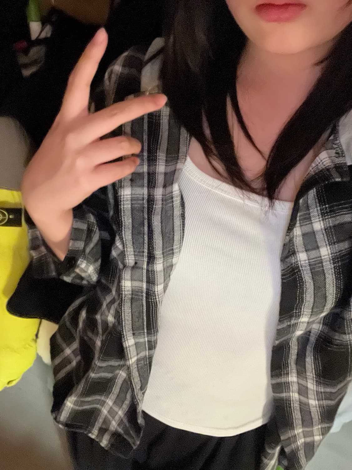 무채색 체크 남방 후드집업 상품이미지2