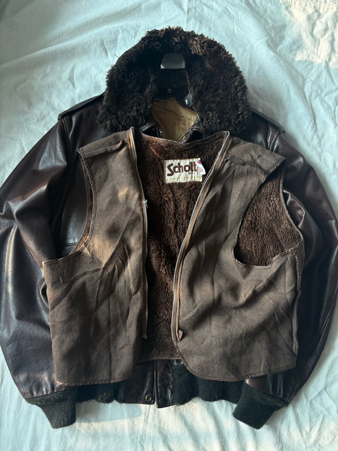 90s USA Schott Leather Jacket 상품이미지2