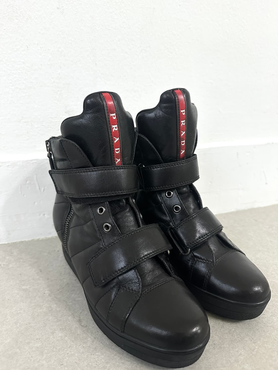 프라다 스포츠 2000s 나파 램스킨 히든웨지 하이탑 상품이미지6