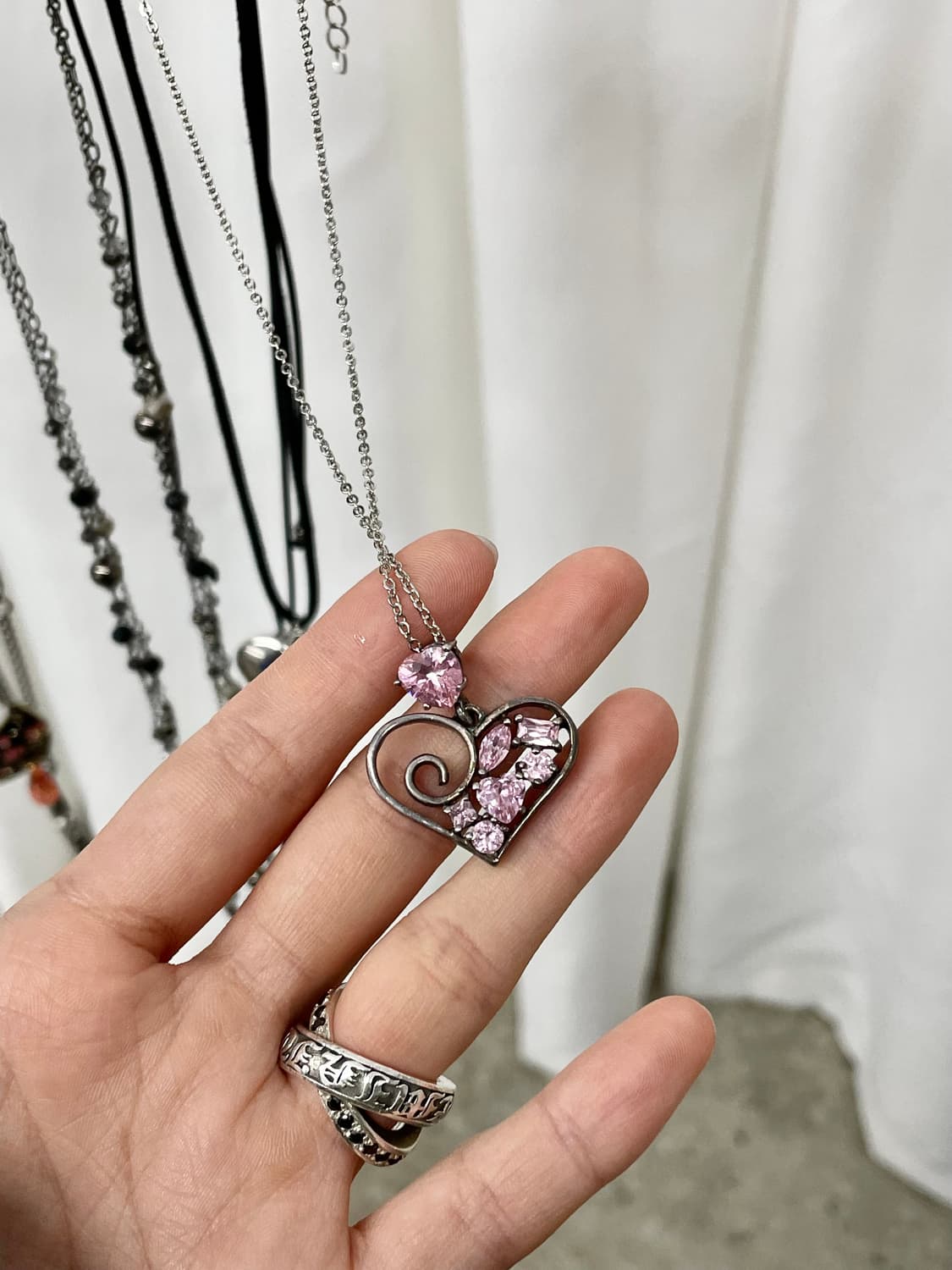 러블리 하트 큐빅 네크리스 상품이미지3