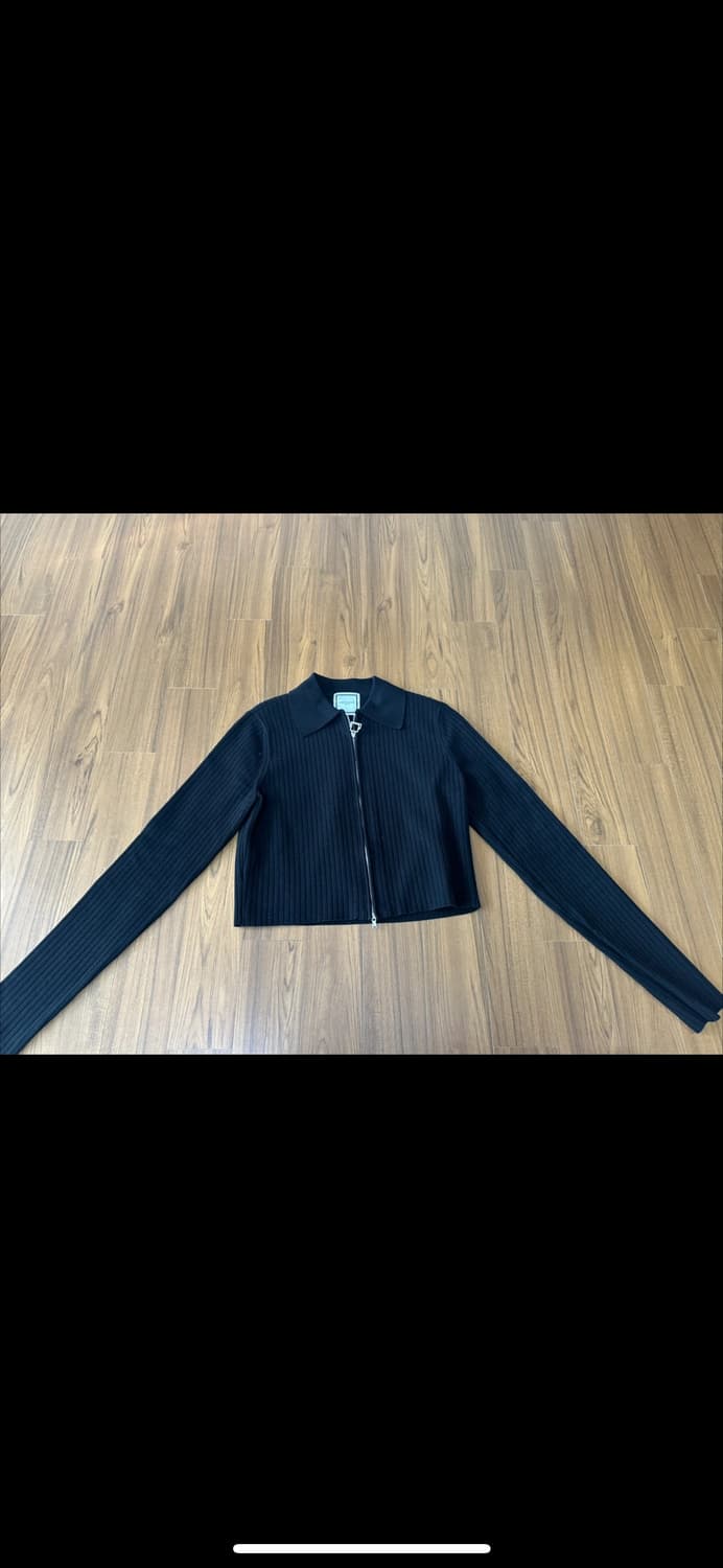 우영미 블랙 리브 니트 가디건 자켓 36 상품이미지1