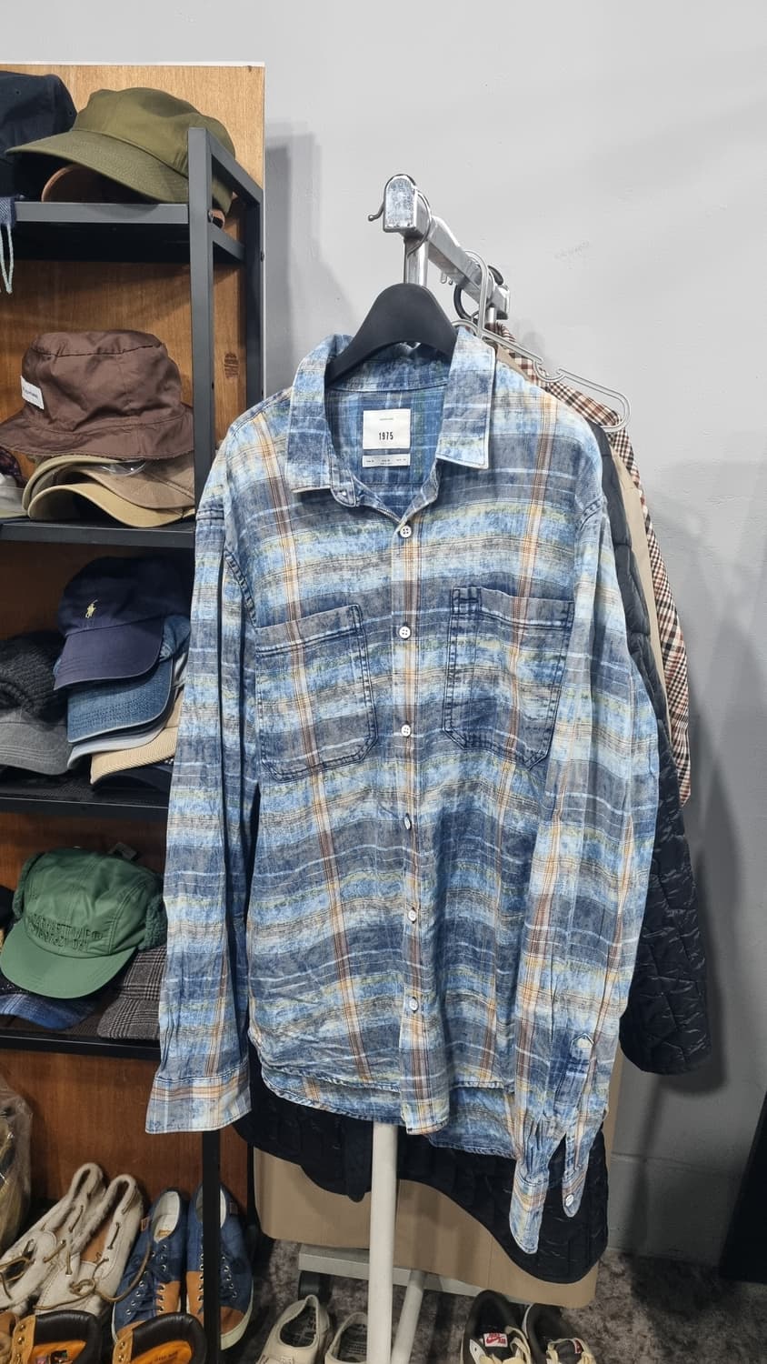 자라데님 남성 셔츠 봄남방 나염 체크 105(xL) 사용감10/8 상품이미지1