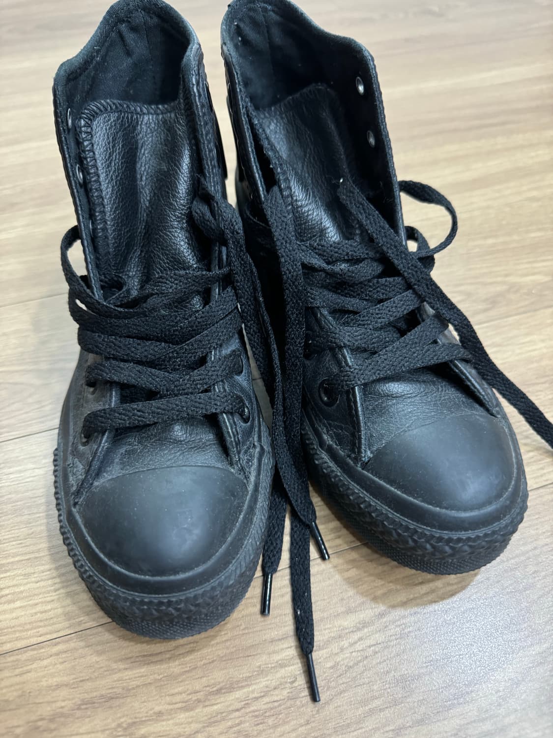 컨버스 척테일러 올스타 레더 블랙 모노 하이 230ㅊㅊ 상품이미지2