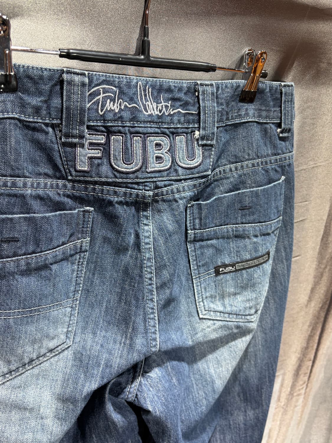 34in FUBU 푸부 시티그래픽 스펠링 패치 데님팬츠 상품이미지5