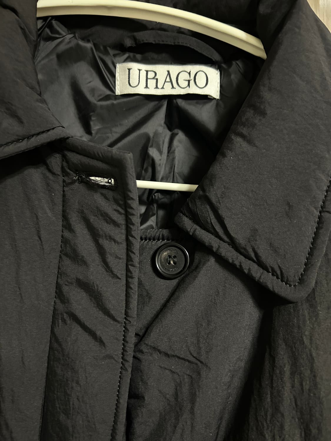 URAGO Raglan padded long coat black 상품이미지4