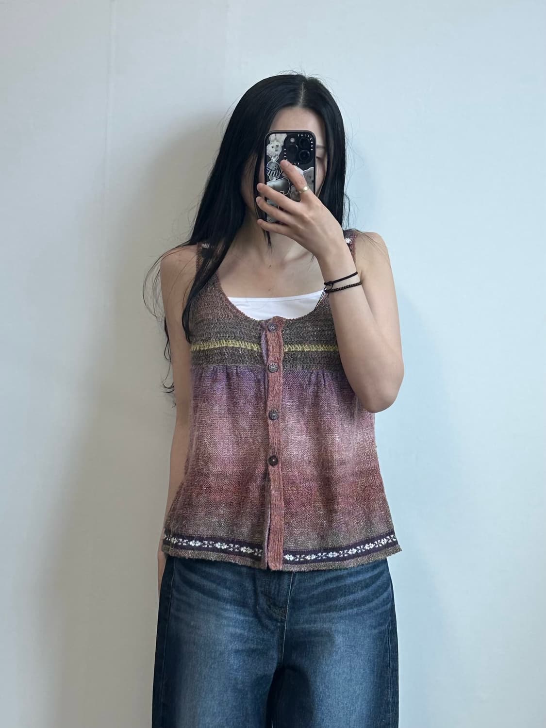 Vintage y2k 와투케 모리걸 니트 나시 슬리브 상품이미지1