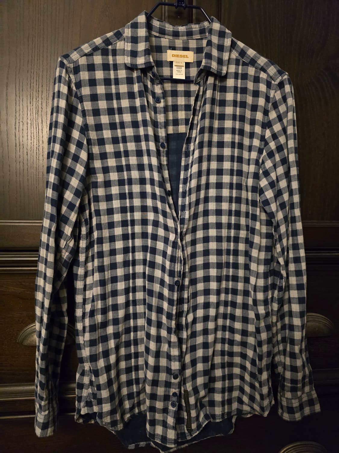 디젤 diesel 체크 네이비셔츠 s사이즈입니다. 상품이미지1