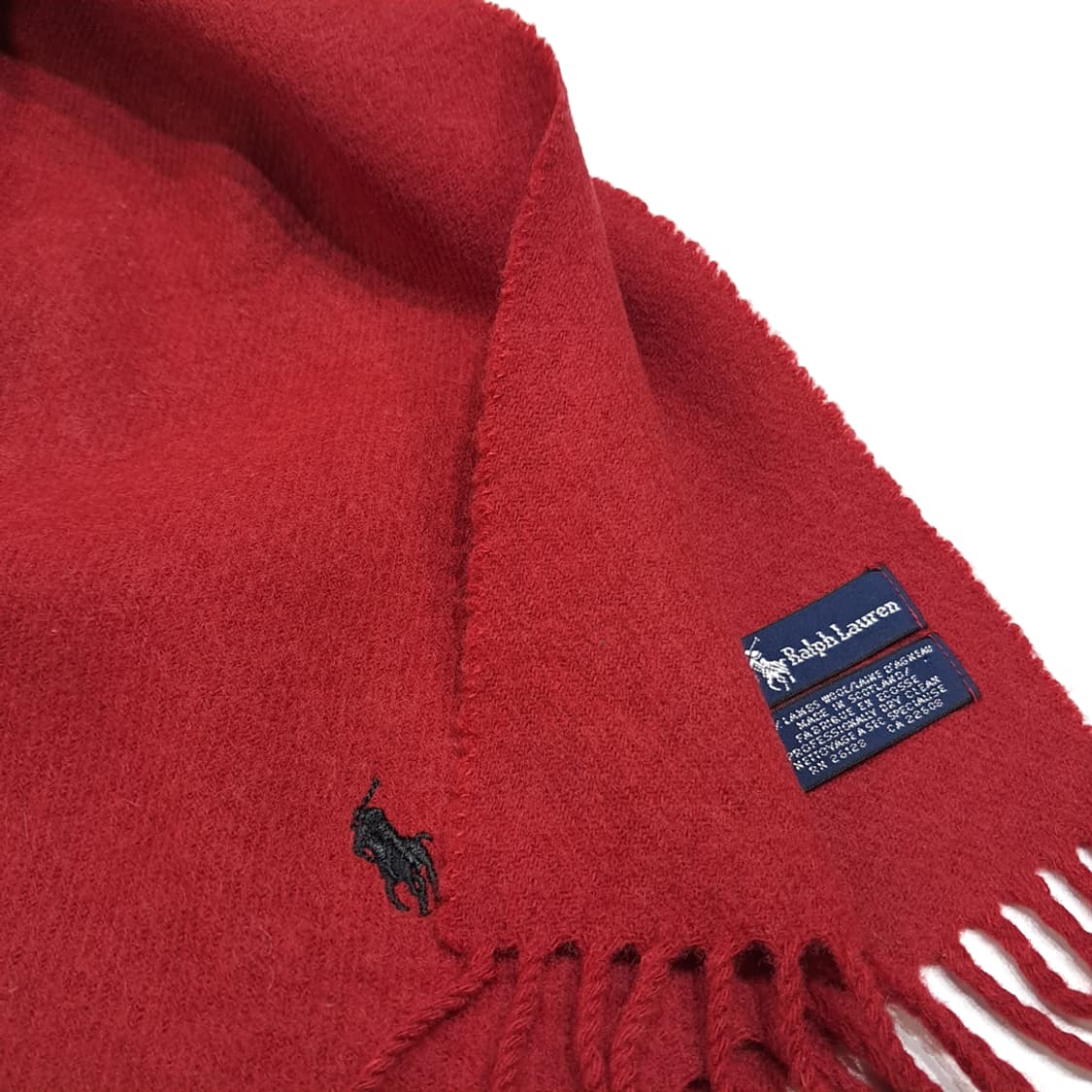 MX595 폴로 90s 스코틀랜드판 램스울 레드 머플러 목도리 상품이미지6