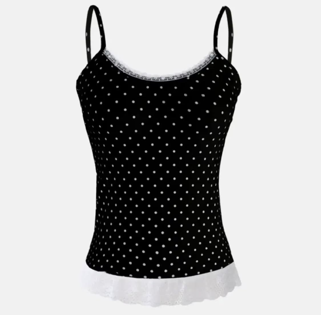 블랙 레이스 도트 캡나시 상품이미지1