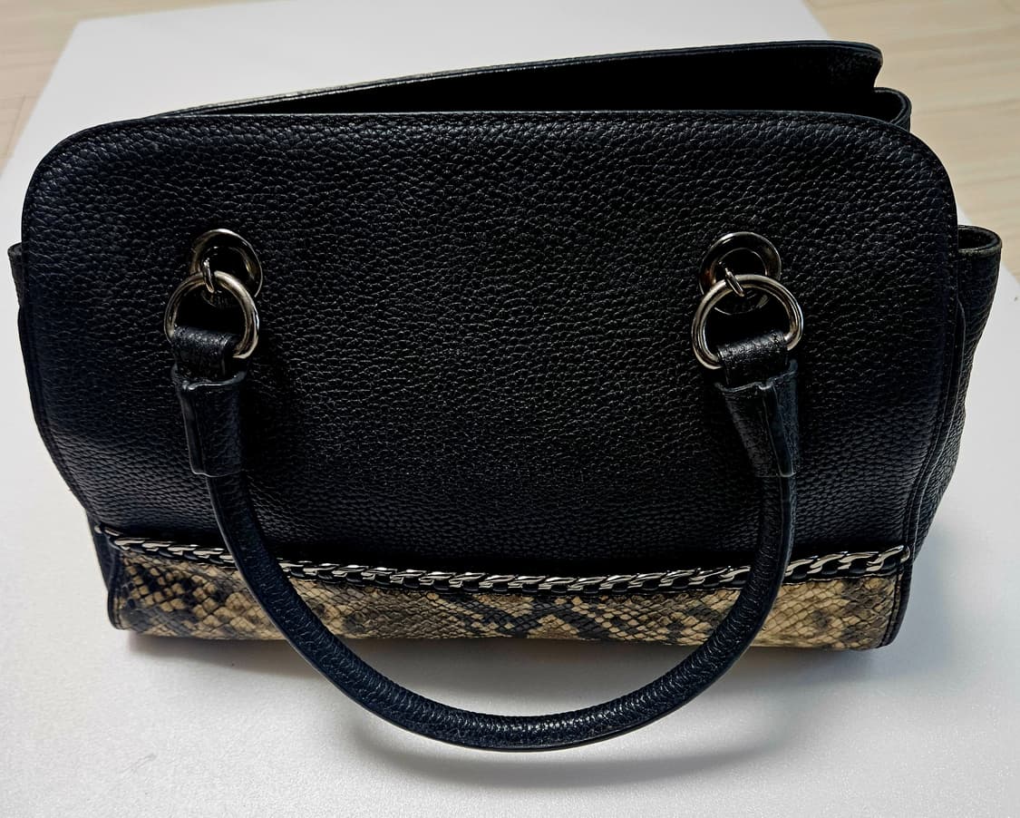 닥스 DAKS 가죽 핸드백 (블랙/파이톤 배색) 상품이미지5