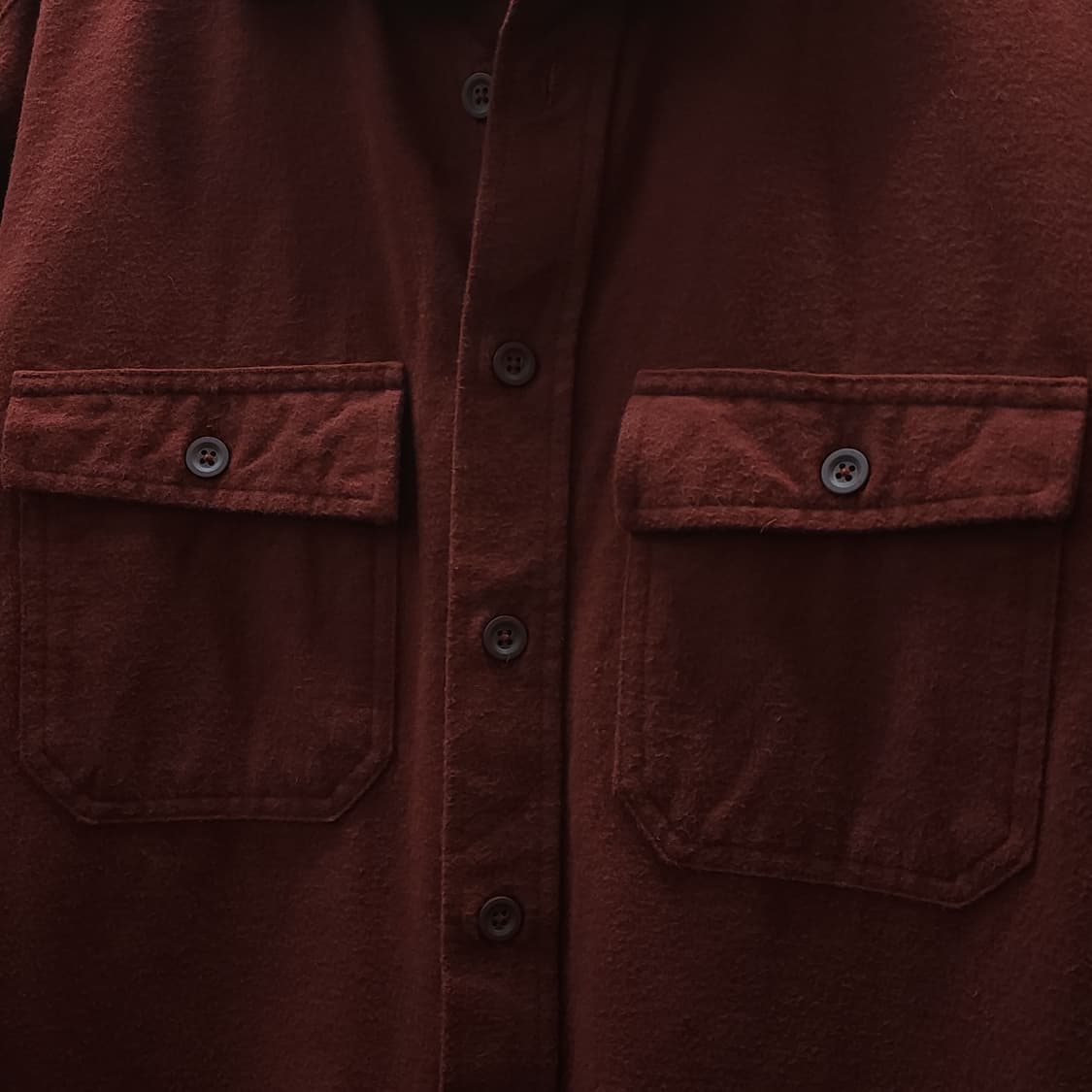 90s 엘엘빈 워크셔츠 헤비코튼 투포켓 샤모아 셔츠 레드 브라운 S 상품이미지7