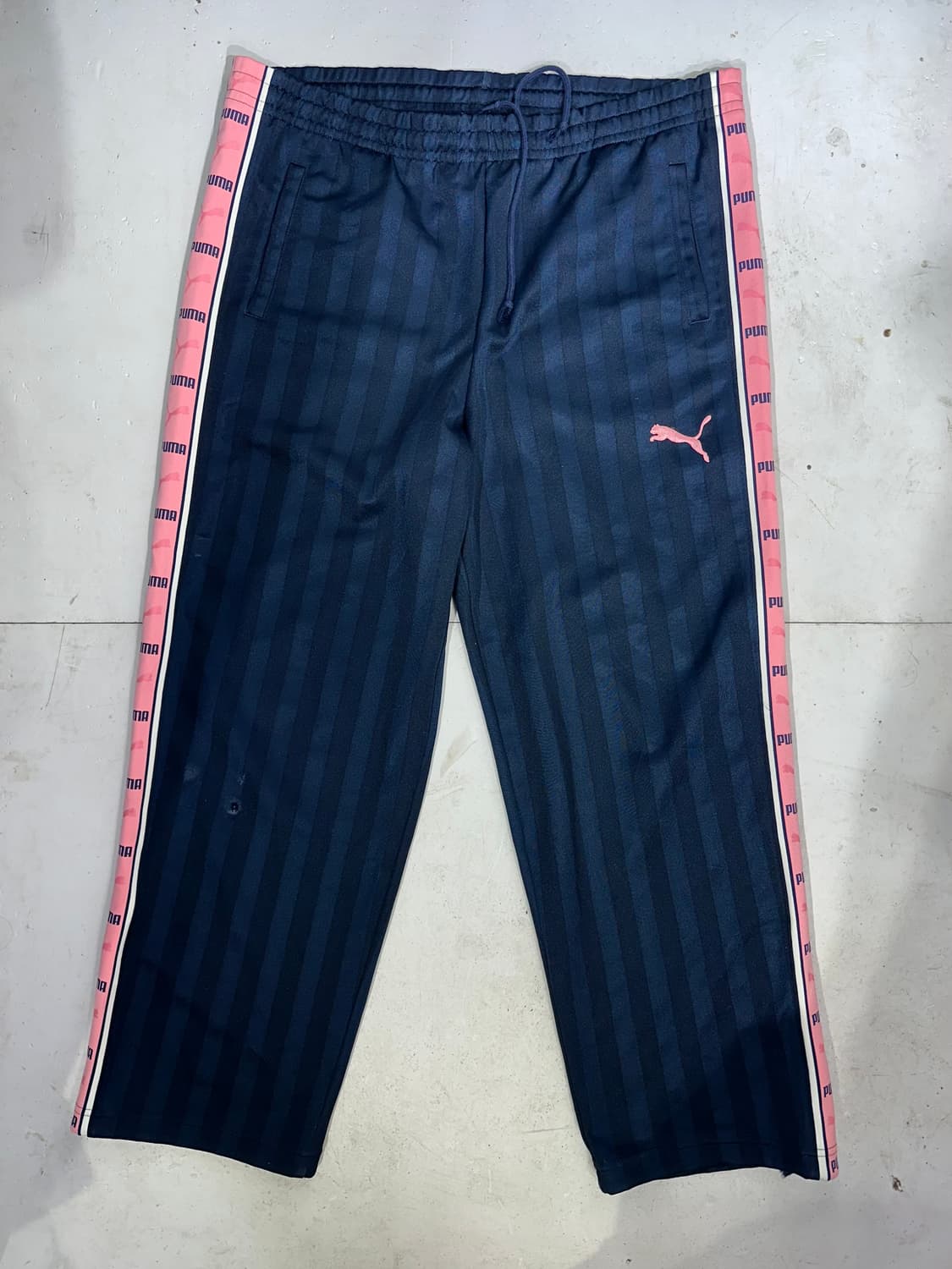 푸마 네이비 핑크 와이드 사이드 라인 추리닝 바지 M 상품이미지4