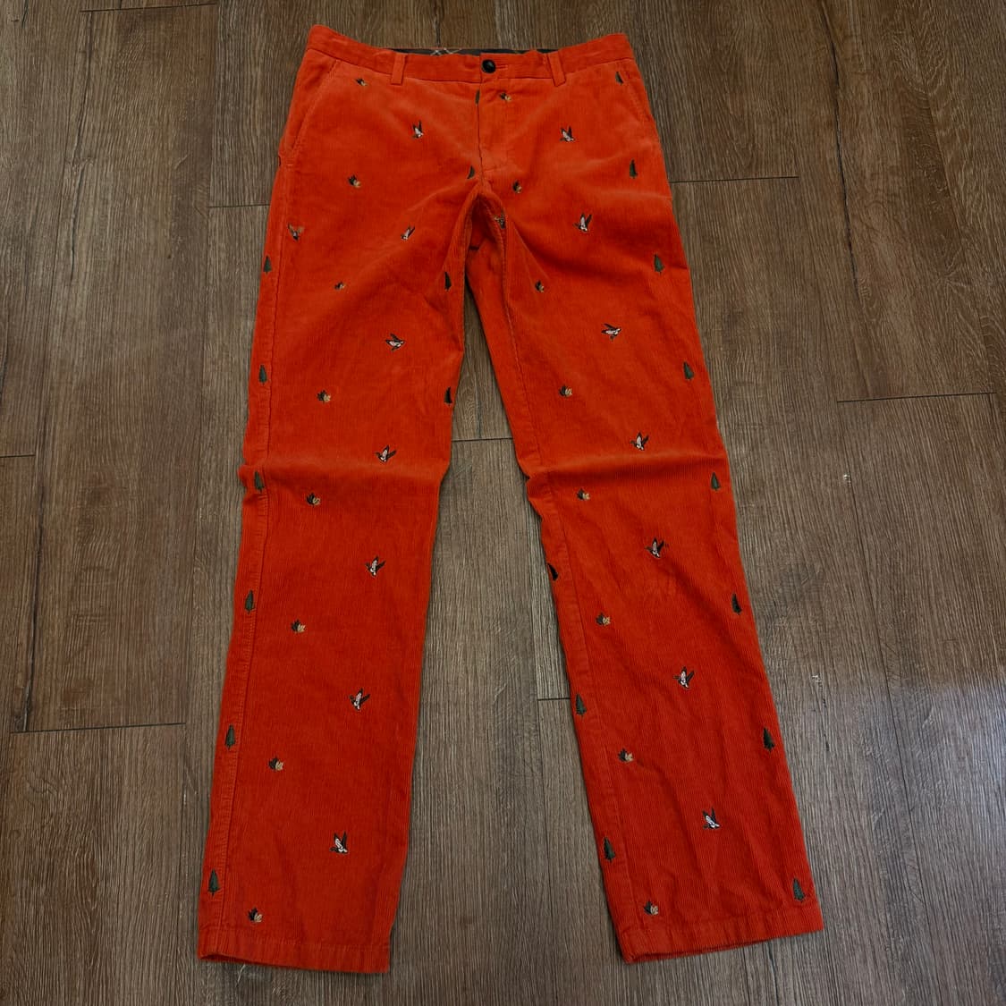 헤지스 오렌지 코듀로이 자수 팬츠 p2004 상품이미지1