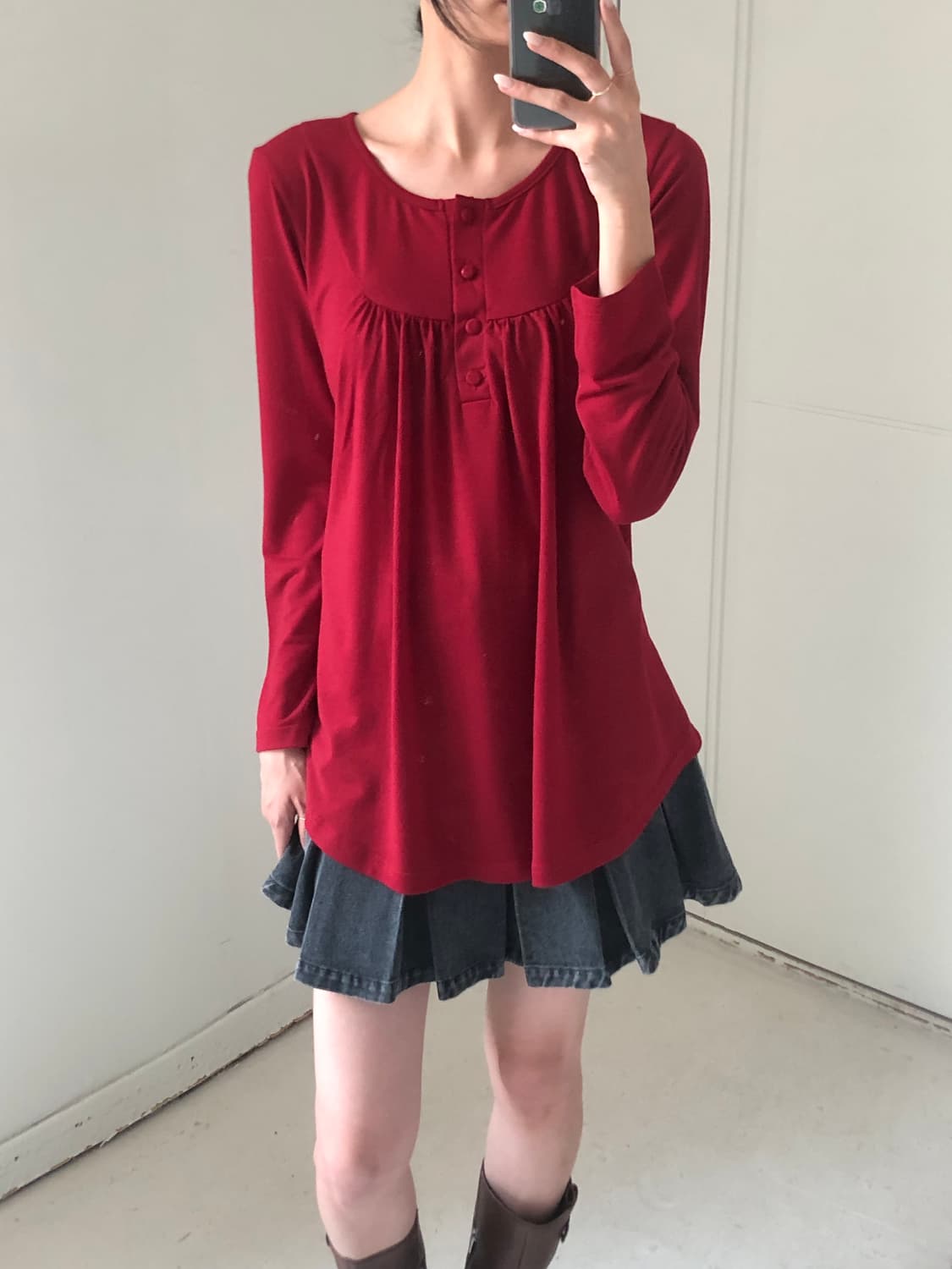 일본빈티지 레드 롱슬리브 상품이미지4